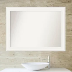 44" X 33" Non-Beveled Ridge White Bathroom Wall Mirror - Amanti Art -Umbra Home Decor Shop GUEST bf53bfec 0a68 4d4b b530 5360d2bcb584