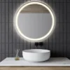 Dane 27" Round Frameless Anti-Fog Aluminum Front/Back-lit Tri-color LED Bathroom Vanity Mirror With Smart Touch Control - JONATHAN Y