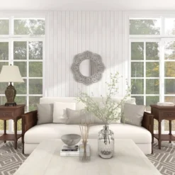 Farmhouse Wood Floral Carved Wall Mirror With Cutout Design White - Olivia & May -Umbra Home Decor Shop GUEST bf9a2cb8 6fd1 432f 972b b385b304062f