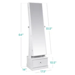 Best Choice Products 360 Swivel Standing Mirrored Jewelry Cabinet, LED-Lit Makeup Organizer W/ Mirror - White -Umbra Home Decor Shop GUEST bfb5e473 a483 4ec3 a1fa aec0ddfb6dc2