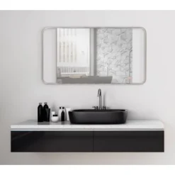 20" X 36" Nobles Radius Corner Framed Decorative Wall Mirror Silver - Kate & Laurel All Things Decor -Umbra Home Decor Shop GUEST c09ee841 66db 4b9c a96a 93062239e7b4