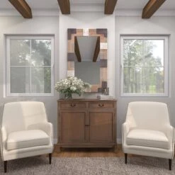 Rectangle Wood Wall Mirror With Faux Metal Details Brown - Olivia & May -Umbra Home Decor Shop GUEST c0d0ebff 7389 45cb bcc7 84e20cbe5e55