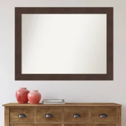 43" X 32" Non-Beveled Wildwood Brown Bathroom Wall Mirror - Amanti Art -Umbra Home Decor Shop GUEST c0f391be 8999 4af5 b803 68df5ffd640c
