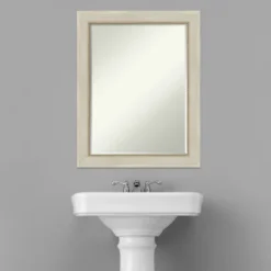 Amanti Art Parthenon Cream Petite Bevel Wood Bathroom Wall Mirror 28.25 X 22.25 In. -Umbra Home Decor Shop GUEST c24c9a6d 3a09 45ae 9f4d 3489692ff082