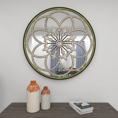 Wood Floral Medallion Wall Mirror White - Olivia & May 7 Wood Floral Medallion Wall Mirror White - Olivia & May - Image 7