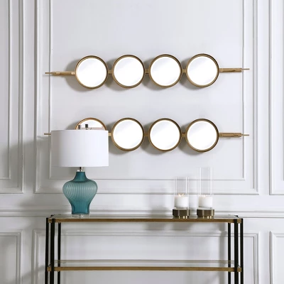 Uttermost Modern – Button Gold Mirror 59.875" X 9.875" Slim Iron & Glass Wall Accent 3 Uttermost Modern – Button Gold Mirror 59.875" X 9.875" Slim Iron & Glass Wall Accent - Image 3