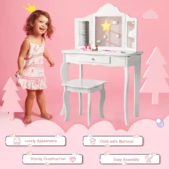Costway Kid Vanity Table Set With Tri-folding Mirror 2-in-1 Makeup Dressing Table Stool Set 13 Costway Kid Vanity Table Set With Tri-folding Mirror 2-in-1 Makeup Dressing Table Stool Set -Umbra Home Decor Shop GUEST c2e6d157 12d8 46bf a087 e12bd4a6a077