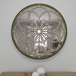 Wood Floral Medallion Wall Mirror White - Olivia & May 20 Wood Floral Medallion Wall Mirror White - Olivia & May -Umbra Home Decor Shop GUEST c3269403 d7d4 4b37 800c 426ae569f5bd