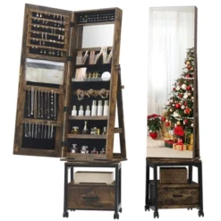 360° Swivel Jewelry Armoire, Floor Standing Full Length Mirror With Rear Storage Shelves, Lockable Jewelry Cabinet With Bottom Drawer And Wheels -Umbra Home Decor Shop GUEST c3e42c14 2d56 458e 8185 94315431f4c2