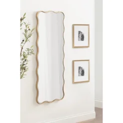 Kate & Laurel All Things Decor 18"X48" Viona Rectangle Scalloped Mirror Gold -Umbra Home Decor Shop GUEST c4286e21 038f 4331 ba9e 7621b53d0c0a