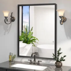40x30inch Glossy Black Bathroom Mirrors For Wall Rectangle Vanity Mirror Corner Hangs Farmhouse Mirror Modern Metal Framed Rectangular Mirror -Umbra Home Decor Shop GUEST c4290076 0c6d 46de af51 c950b290b1f5