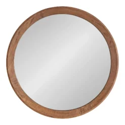 30" Hartman Round Wall Mirror Brown - Kate & Laurel All Things Decor