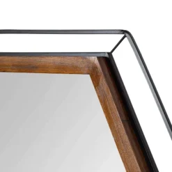 Kate & Laurel All Things Decor 28"x28" Wesman Framed Wall Mirror Walnut Brown : Modern Hexagon Shape, No Assembly Required -Umbra Home Decor Shop GUEST c4d3b9d9 f34b 43fb 8124 385f12a6c25d