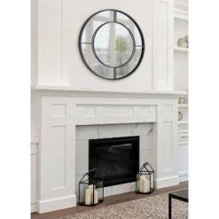 30" Kaveena Round Wall Mirror Black - Kate & Laurel All Things Decor -Umbra Home Decor Shop GUEST c4ea8c9c 2c12 437c 8794 d1df0bb2e264