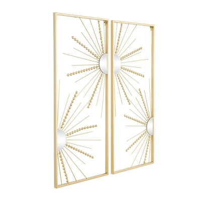 Set Of 2 Geometric Half Moon Mirror Wall Decors With Gold Frame - CosmoLiving By Cosmopolitan 1 Set Of 2 Geometric Half Moon Mirror Wall Decors With Gold Frame - CosmoLiving By Cosmopolitan