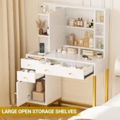 White Vanity With LED Lighted Mirror & Power Outlet, 3 Lighting Modes Brightness Adjustable, 15.7D*38.6W*54.3H -Umbra Home Decor Shop GUEST c5ce6d55 95d7 448e 8c3e 3cd48cd32cb8