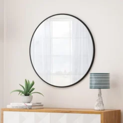 Colt 48" Circle Aluminum Frame Large Circle Wall Mounted Mirror -The Pop Home