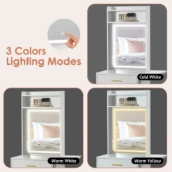 DOMETOUR Small Vanity Desk With Mirror, Light, Charging Station & Hidden Stool, Compact Makeup Vanity Set For Small Space, White 20 DOMETOUR Small Vanity Desk With Mirror, Light, Charging Station & Hidden Stool, Compact Makeup Vanity Set For Small Space, White -Umbra Home Decor Shop GUEST c6102b2c e9bc 4ff8 b196 96fde81fbbf3