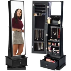 Best Choice Products 360 Swivel Standing Mirrored Jewelry Cabinet, LED-Lit Makeup Organizer W/ Mirror -Umbra Home Decor Shop GUEST c61cf8cb 01f8 442b 86bc 65b659396df9
