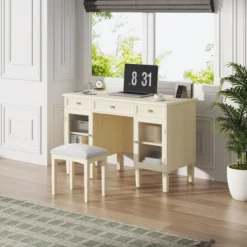 TOBILI 2-in-1 Vanity Desk With Flip-Top Mirror, Dressing Table Set With Drawer & Cabinet, Multi-Functional Computer Writing Desk -Umbra Home Decor Shop GUEST c6c3355e d4e9 42c8 a6ff 6c299586c318