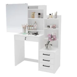 Hannah Vanity With Mirror White - Polifurniture 11 Hannah Vanity With Mirror White - Polifurniture -Umbra Home Decor Shop GUEST c70215ed f8b5 4b56 a888 06ea75fdd7e9