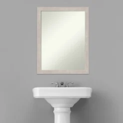 21" X 27" Non-Beveled Marred Wood Bathroom Wall Mirror Silver - Amanti Art -Umbra Home Decor Shop GUEST c7121e17 83e3 44e0 b261 a035859508a1