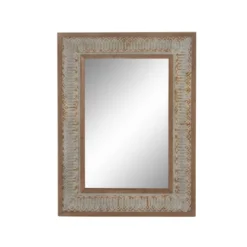 Wood Wall Mirror With Embossed Metal Gray - Olivia & May -Umbra Home Decor Shop GUEST c721af48 36eb 4fbc bc68 5cf856e867a2