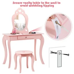 Costway Kids Vanity Set Princess Makeup Dressing Play Table Set W/Mirror -Umbra Home Decor Shop GUEST c74694e3 0b34 4c3a a3d0 aa54bc8055b3