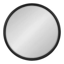 32" X 32" Hogan Round Framed Decorative Wall Mirror Black - Kate & Laurel All Things Decor