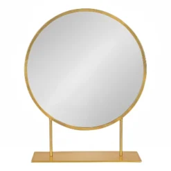 18" X 22" Rouen Round Wall Mirror Gold - Kate & Laurel All Things Decor: Freestanding, Metal Frame, Modern Decor