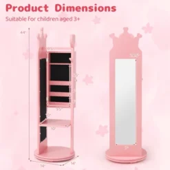 Tangkula Kids Jewelry Cabinet Standing Children Jewelry Organizer W/ Full-Length Mirror -Umbra Home Decor Shop GUEST c80f27ec 2784 4d1a a7dc adde25819a42