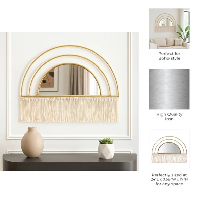 Stylish Decorative Large Wall Mirror With Bohemian-Inspired Arched Frame - Enhances Living Room, Bathroom Mirror, Or Bedroom Décor 7 Stylish Decorative Large Wall Mirror With Bohemian-Inspired Arched Frame - Enhances Living Room, Bathroom Mirror, Or Bedroom Décor - Image 7