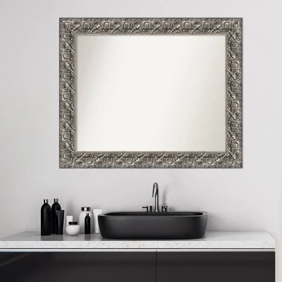 34" X 28" Non-Beveled Silver Luxor Wood Bathroom Wall Mirror - Amanti Art 5 34" X 28" Non-Beveled Silver Luxor Wood Bathroom Wall Mirror - Amanti Art - Image 5