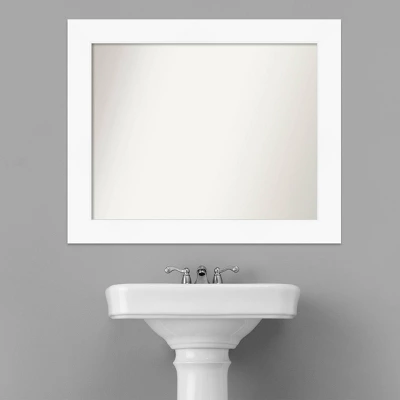 34" X 28" Non-Beveled Cabinet Bathroom Wall Mirror White - Amanti Art 7 34" X 28" Non-Beveled Cabinet Bathroom Wall Mirror White - Amanti Art - Image 7
