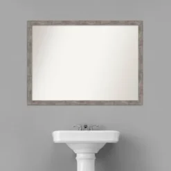 41" X 30" Non-Beveled Marred Wood Bathroom Wall Mirror Pewter - Amanti Art -Umbra Home Decor Shop GUEST c8b7c9d1 eca9 4e21 ae04 75198abf9c32