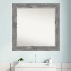 32" X 32" Non-Beveled Bridge Wood Bathroom Wall Mirror Gray - Amanti Art -Umbra Home Decor Shop GUEST c9289c8d 1f88 45af b9be a1a5de77dd67