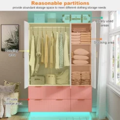 PAKASEPT 47"Wide White Armoire Wardrobe Closet With 3 Door, Mirror, LED Lights, Hanging Rod And 6 Drawers -Umbra Home Decor Shop GUEST c9923313 132d 43bc a20f 951ca19c56b5