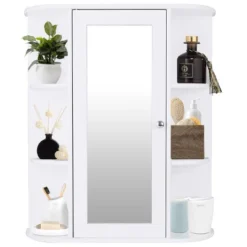 Costway Bathroom Cabinet Single Door Shelves Wall Mount Cabinet W/ Mirror Organizer -Umbra Home Decor Shop GUEST c9b6d457 eddf 494d a06f e5111c6dc183
