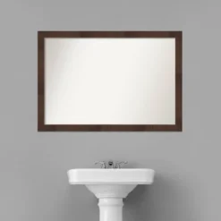 39" X 27" Non-Beveled Wildwood Brown Narrow Bathroom Wall Mirror - Amanti Art -Umbra Home Decor Shop GUEST c9f235ba 08eb 495b 8c8c f677413d7164