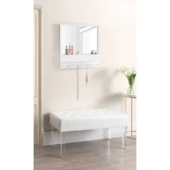 24" X 24" Adlynn Functional Wall Mirror White - Kate & Laurel All Things Decor -Umbra Home Decor Shop GUEST ca6e946c e02f 43d5 abe9 cff3e141a747