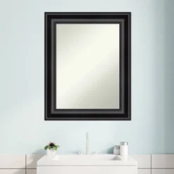 24" X 30" Non-Beveled Grand Bathroom Wall Mirror Black - Amanti Art -Umbra Home Decor Shop GUEST cab614de 9c7d 4feb 85b4 a1e0741decf8