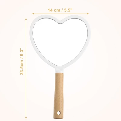 Unique Bargains Heart Wood Handle Vanity Portable Handheld Cosmetic Makeup Mirror 1Pc 3 Unique Bargains Heart Wood Handle Vanity Portable Handheld Cosmetic Makeup Mirror 1Pc - Image 3