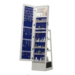 KWPZQEB 360° Swivel Jewelry Cabinet With Lights, Lockable Jewelry Organizer With Drawers And Interior Lighted Mirror, Standing Jewelry Armoire, White -Umbra Home Decor Shop GUEST cac366e2 9c9a 44ce 862d cbccb1673bf8
