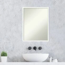 19" X 25" Non-Beveled Lucie Wood Bathroom Wall Mirror White - Amanti Art -Umbra Home Decor Shop GUEST cb610e4f 8832 4342 b632 4b5aa386020f
