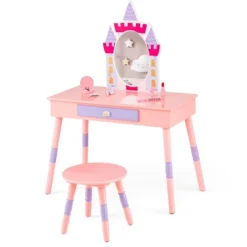 Costway Kids Vanity Set Princess Makeup Pretend Play Dressing Mirror Castle Girls Pink -Umbra Home Decor Shop GUEST cb98294b c0d6 4245 b584 0d3b8d98fa09