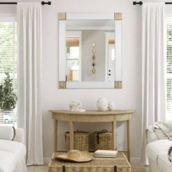 22" X 28" Rustic Wood Framed Wall Mirror With Inlaid Rope Whitewashed - Head West -Umbra Home Decor Shop GUEST cbc06d45 546b 456a aa9c 0c901756d40c