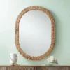 Noble Park Tioga Oval Vanity Wall Mirror Modern Natural Woven Rattan Frame 26 1/2" Wide For Bathroom Bedroom Living Room House Office Home Entryway