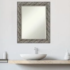 Amanti Art Silver Luxor Petite Bevel Wood Bathroom Wall Mirror 29.5 X 23.5 In. -Umbra Home Decor Shop GUEST cc10bd7e 5d07 407f a0a3 01f0762286a3