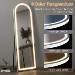 Abilene Full Length Mirror With LED Lights, 63"×20" LED Free Standing Mirror Wall Mirror With Dimming & 3 Color Modes,Arch -The Pop Home -Umbra Home Decor Shop GUEST cc9a8a9c a477 4ada 9227 f9042d7a1f78