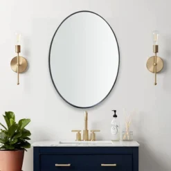 ANDY STAR Modern Decorative 20 X 28 Inch Oval Wall Mounted Hanging Bathroom Vanity Mirror With Stainless Steel Metal Frame, Matte Black -Umbra Home Decor Shop GUEST ccd02b25 2a26 4fa3 aead 3c05457398f7
